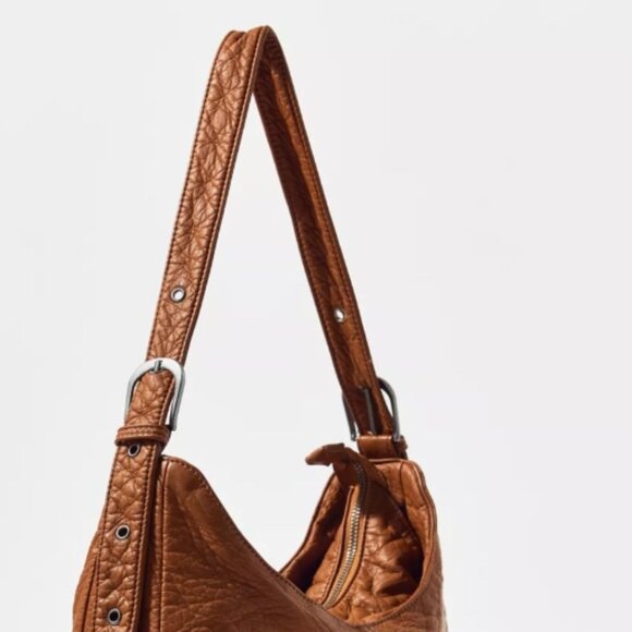 Silence + Noise Utility Washed Zippered Shoulder Bag : Brown - Picture 14 of 15